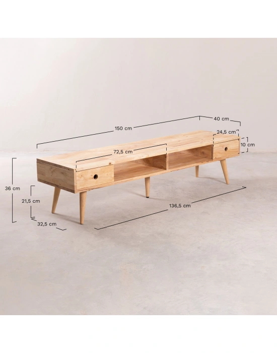 Ahşap ayarlanabilir raysız çekmeceli modern tv ünitesi
