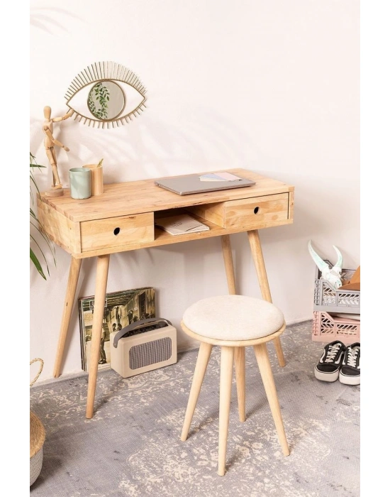 Masif Ahşap Basic Model Natural Çalışma Masası