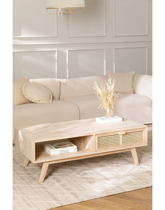 Ahşap çift hazeran devirme kapaklı modern orta sehpa