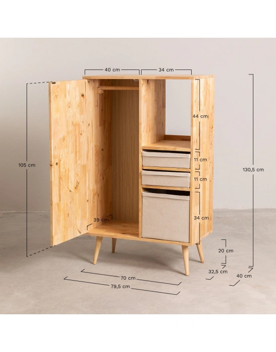 Ahşap çocuk odası gardrop elbise dolabı