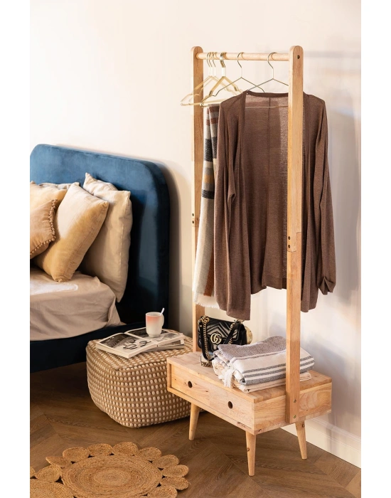 Wooden versatile rail-less free drawer modern coat rack