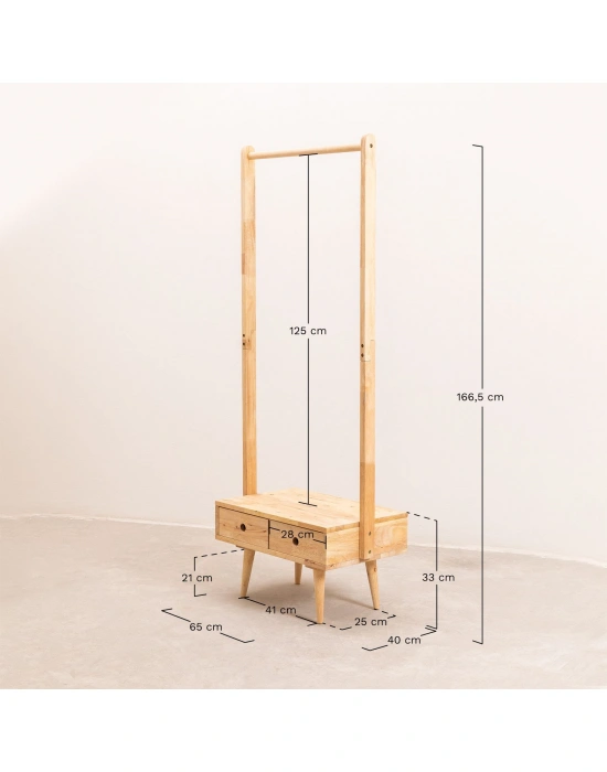 Wooden versatile rail-less free drawer modern coat rack