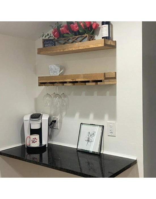 Ahşap dekoratif bardaklık rafı