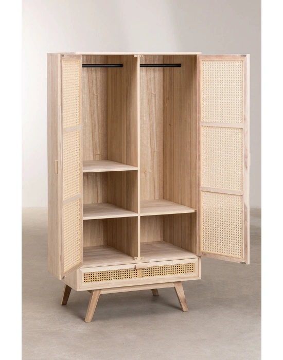 Ahşap hazeran detaylı tek çekmeceli gardrop, portmanto