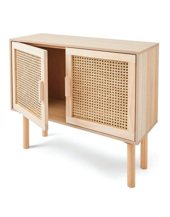 Ahşap hazeran model çift kapaklı mini dolap-komodin