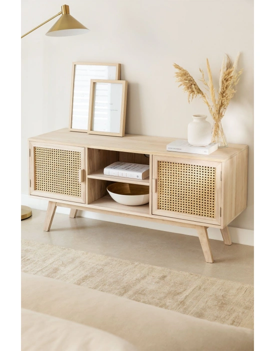 Ahşap hazeran stil modern çift kapaklı çok amaçlı dolap, tv ünitesi