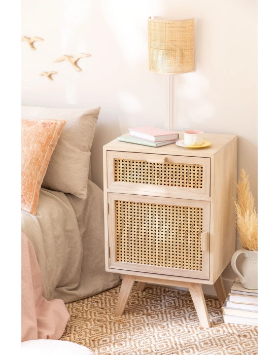 Ahşap tek çekmeceli kapaklı hazeranlı komodin