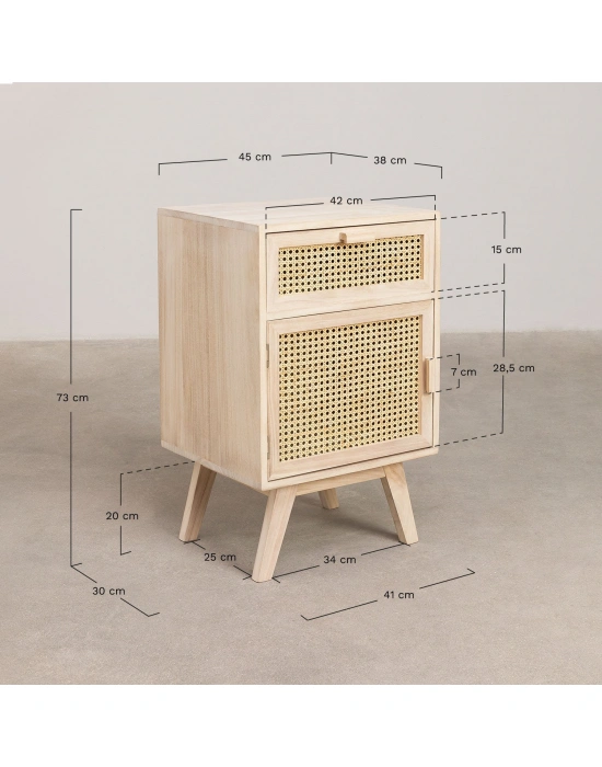 Ahşap tek çekmeceli kapaklı hazeranlı komodin