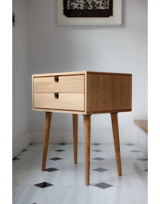 Çift çekmeceli ahşap modern komodin