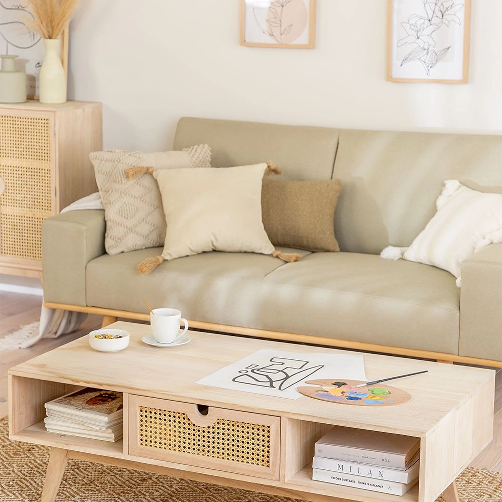 Ahşap masif çift yönlü free hazeran çekmeceli orta sehpa