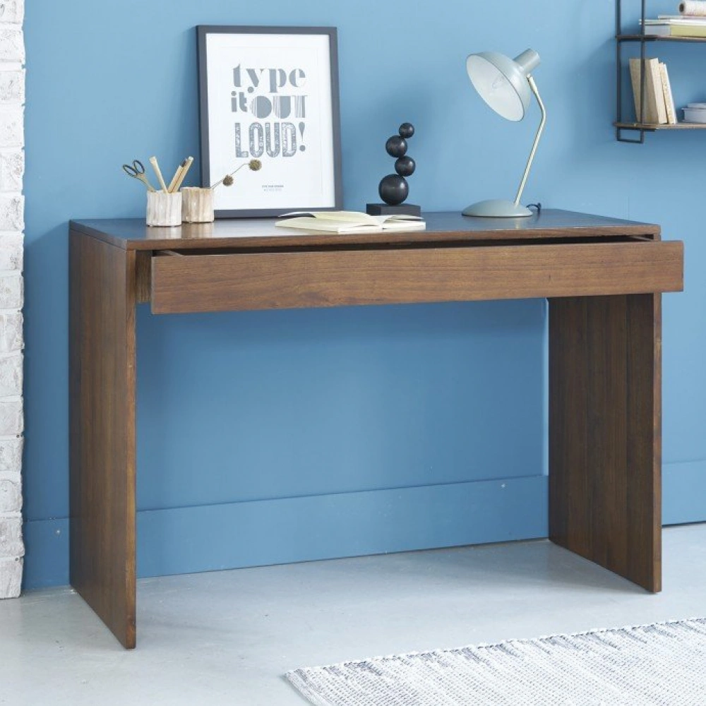 Holzkonsole aus Nussbaum mit einer Schublade, Schreibtisch