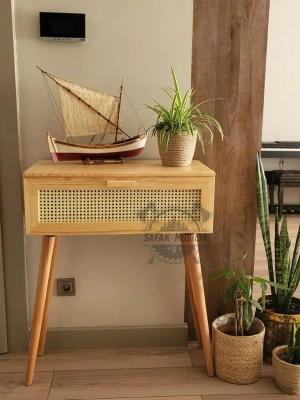 Ahşap hazeran çekmeceli modern dresuar