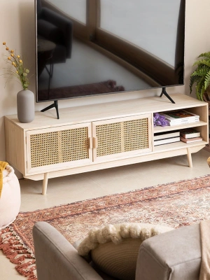 Ahşap hazeran kapaklı, raf bölmeli tv ünite