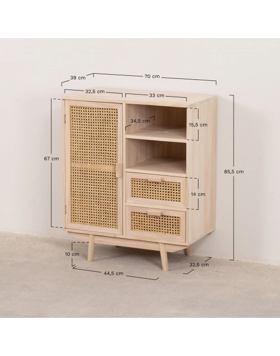 Ahşap hazeran detaylı mini konsol, büfe