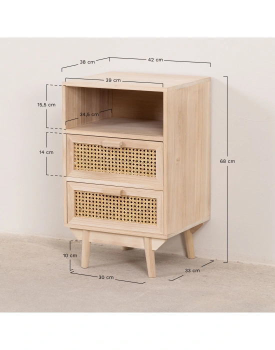 Ahşap çift hazeran çekmeceli komodin