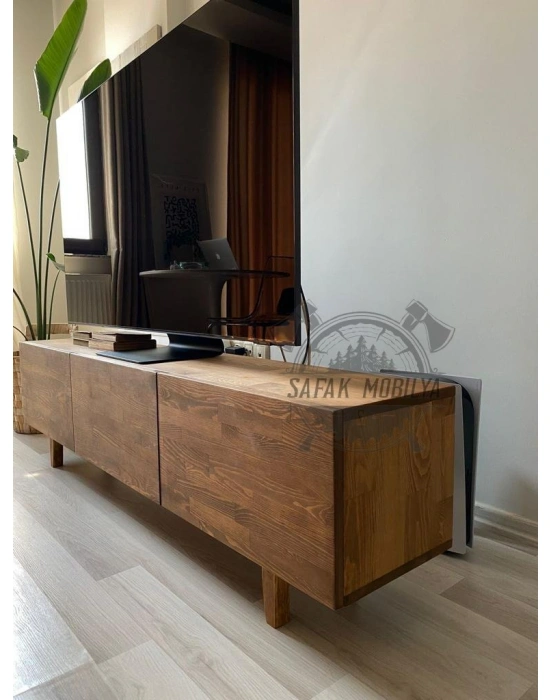 Ahşap devirme kapaklı koyu ceviz model tv ünite