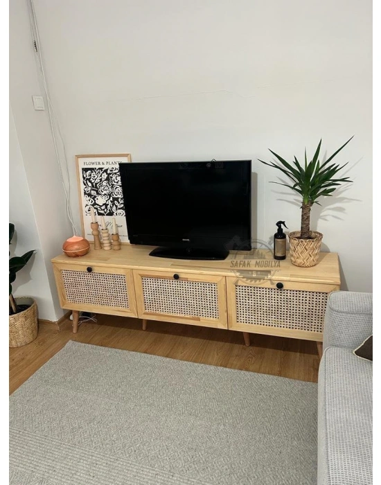 Hazeran Detaylı Masif Ahşap Devirme Kapaklı Tv Ünite