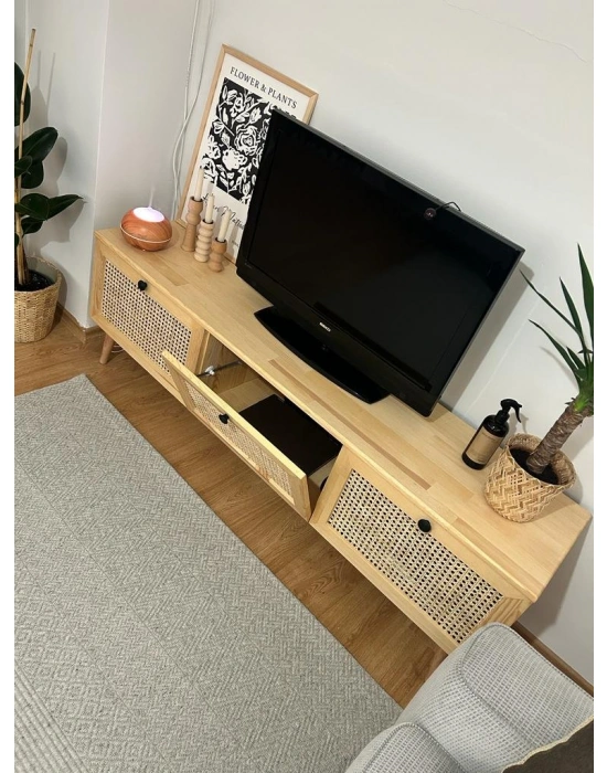 Hazeran Detaylı Masif Ahşap Devirme Kapaklı Tv Ünite