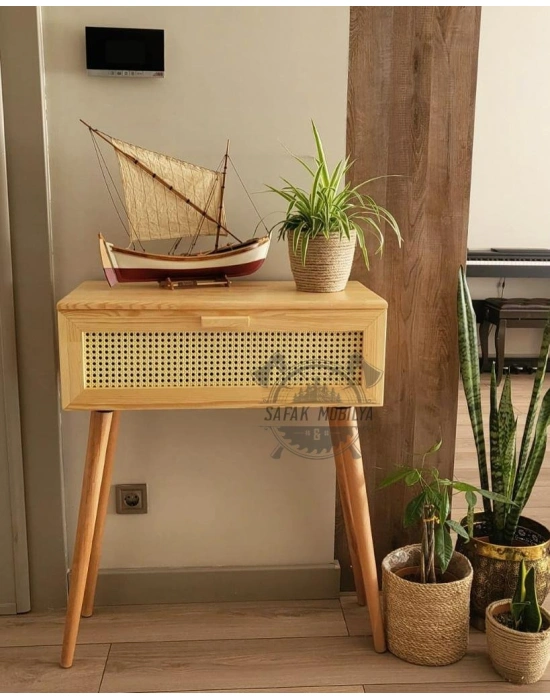 Ahşap hazeran çekmeceli modern dresuar