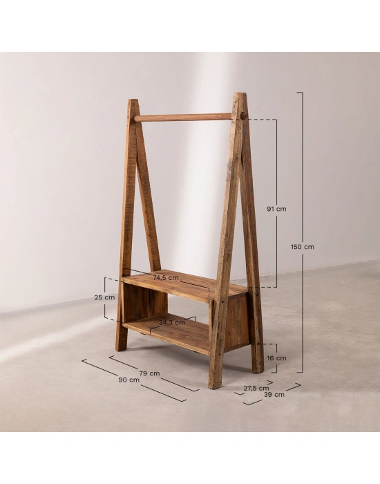 Ahşap koyu ceviz model basic askılık, portmanto