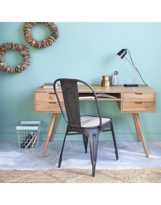 Ahşap masif 4 çekmeceli çalışma masası