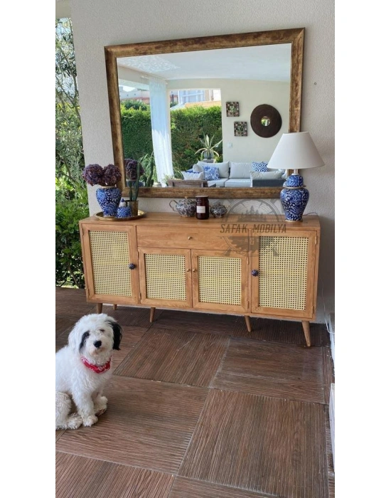 Ahşap masif hazeran kapak detaylı konsol