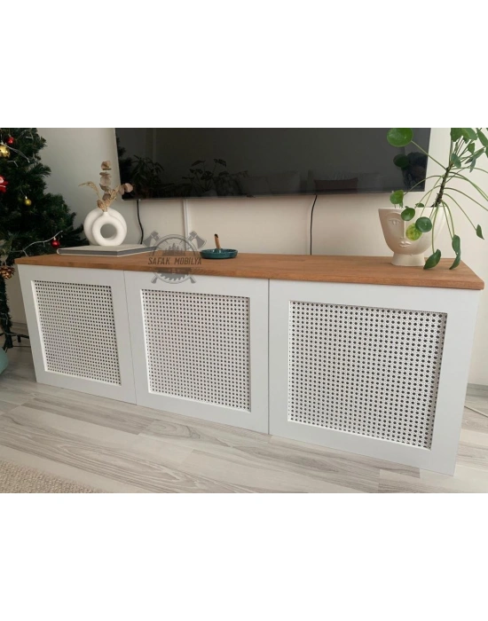 Beyaz hazeran detaylı modern tv ünite