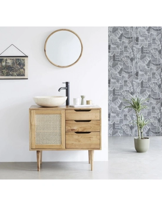 Çok amaçlı ahşap, çekmece ve hazeran kapaklı konsol