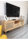 Ahşap masif hazeran kapak ve çekmeceli modern tv ünite