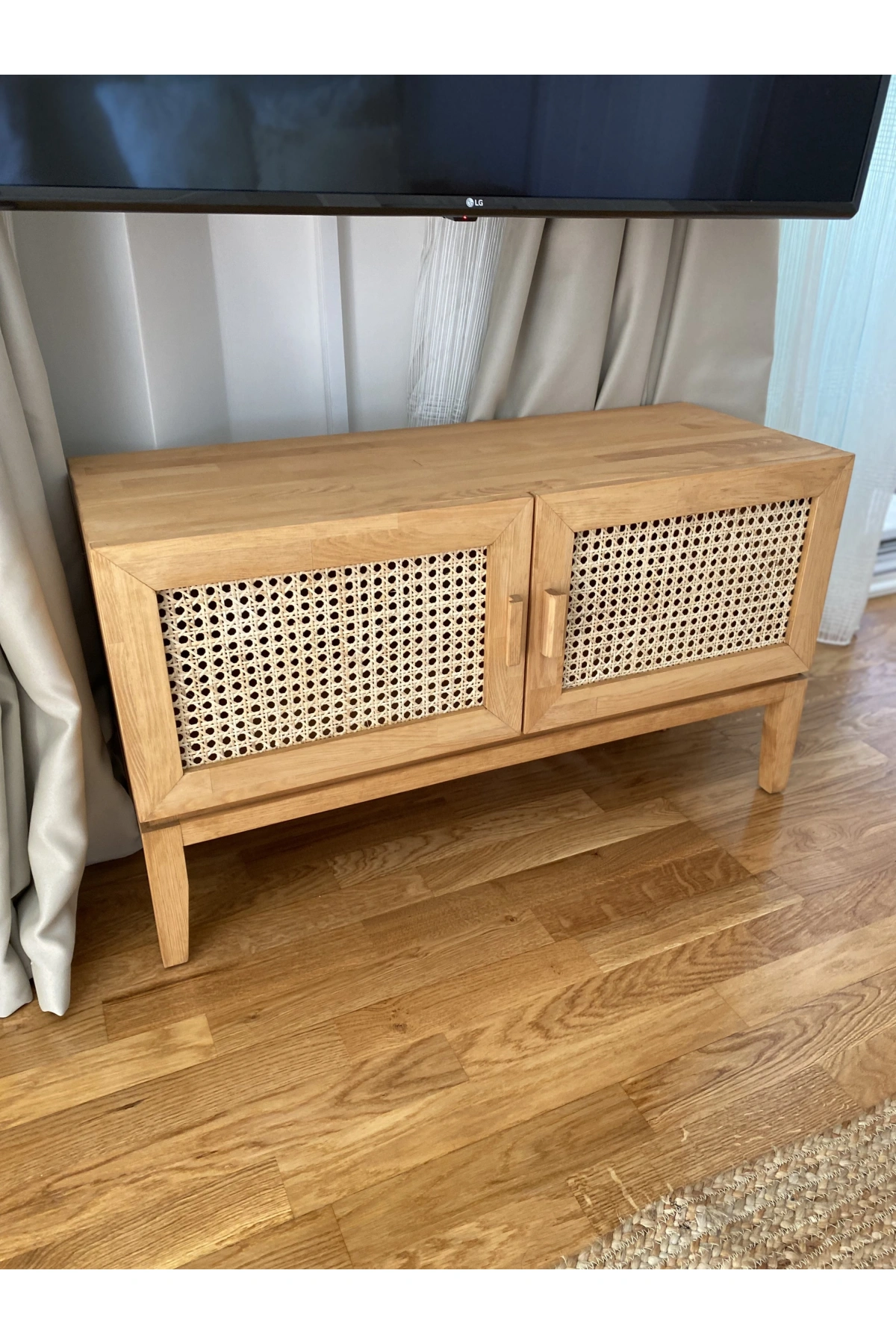 Masif Ahşap Açık Ceviz TV Ünitesi 90x60x35 cm