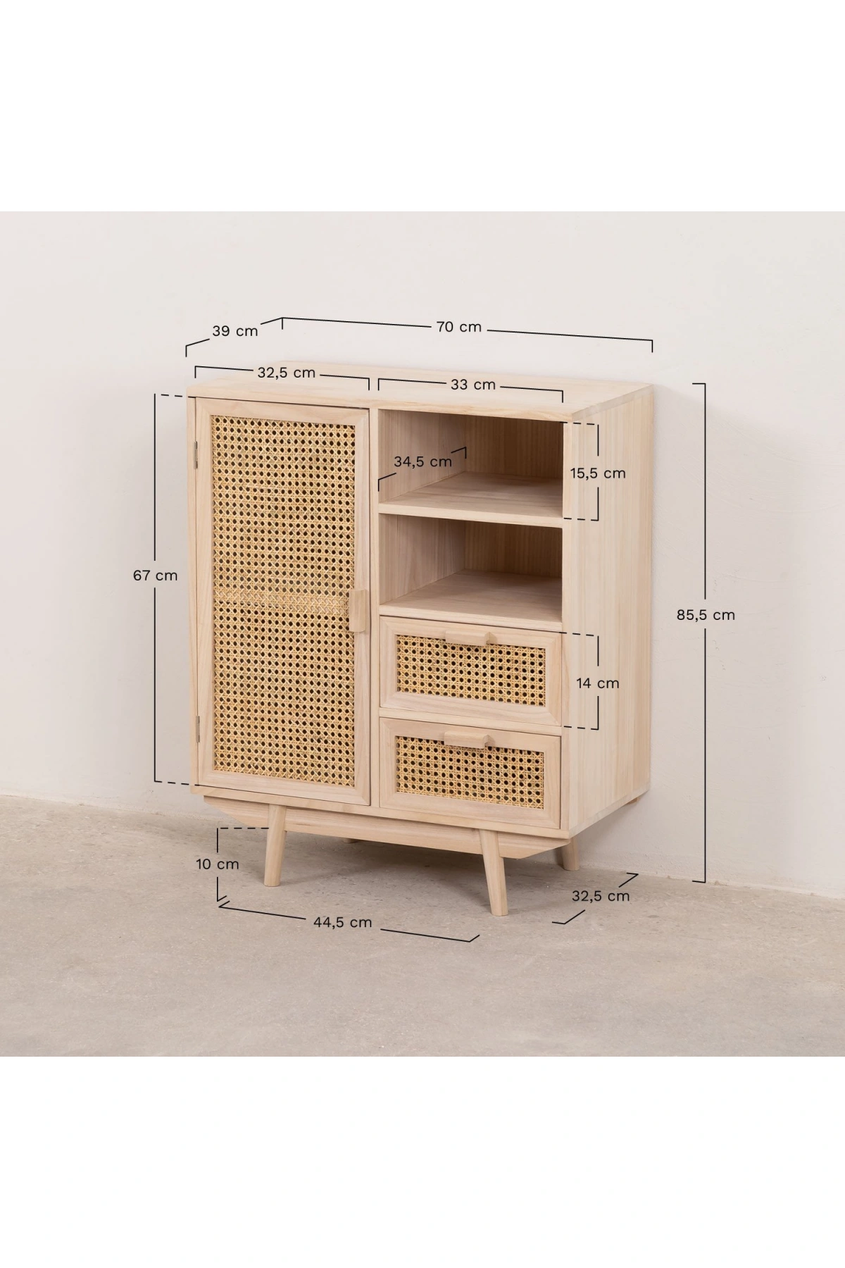 Ahşap Hazeran Detaylı Mini Konsol, Büfe 70x85x40cm