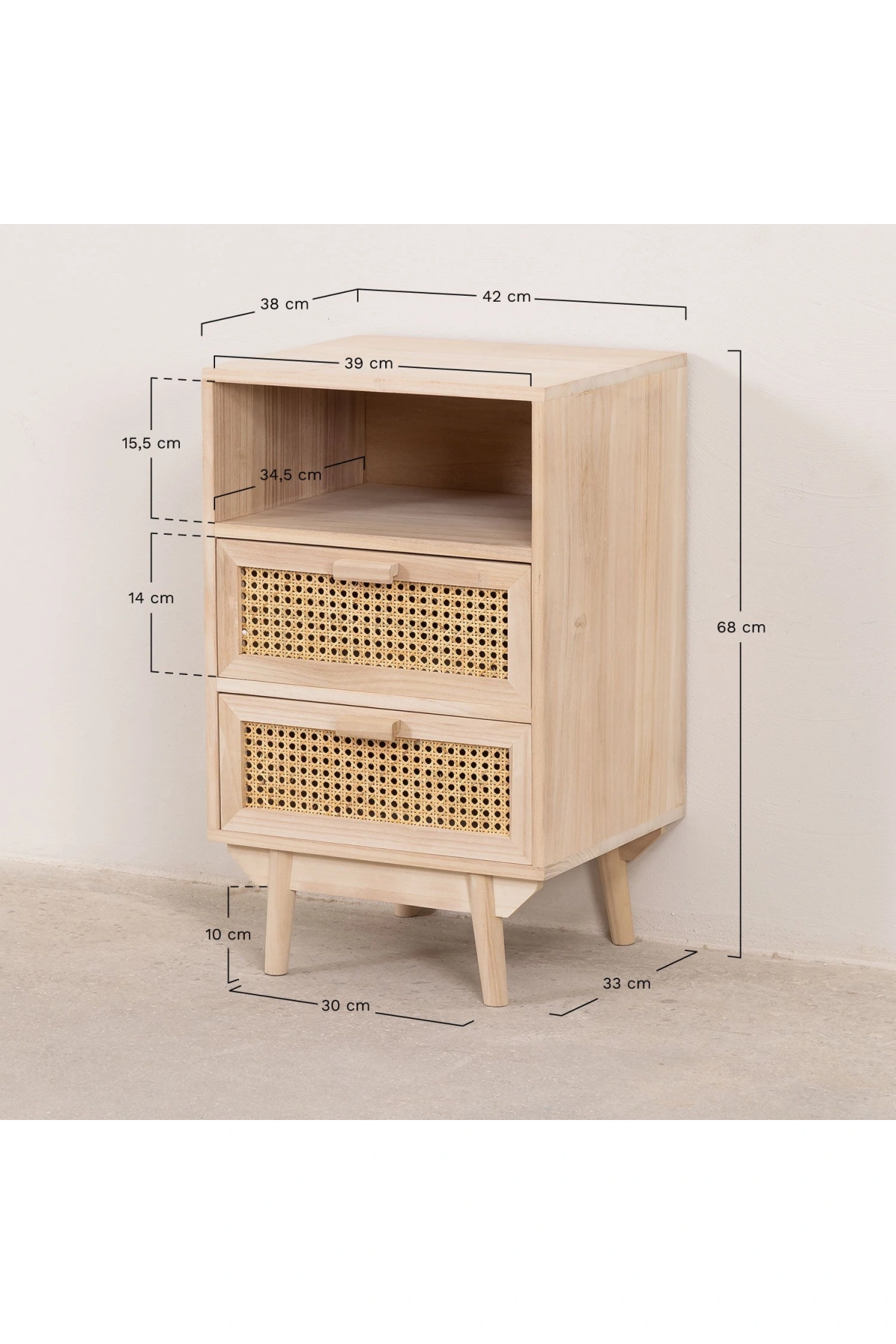 Hazeran Çekmeceli Ahşap Komodin 42x68x38 cm