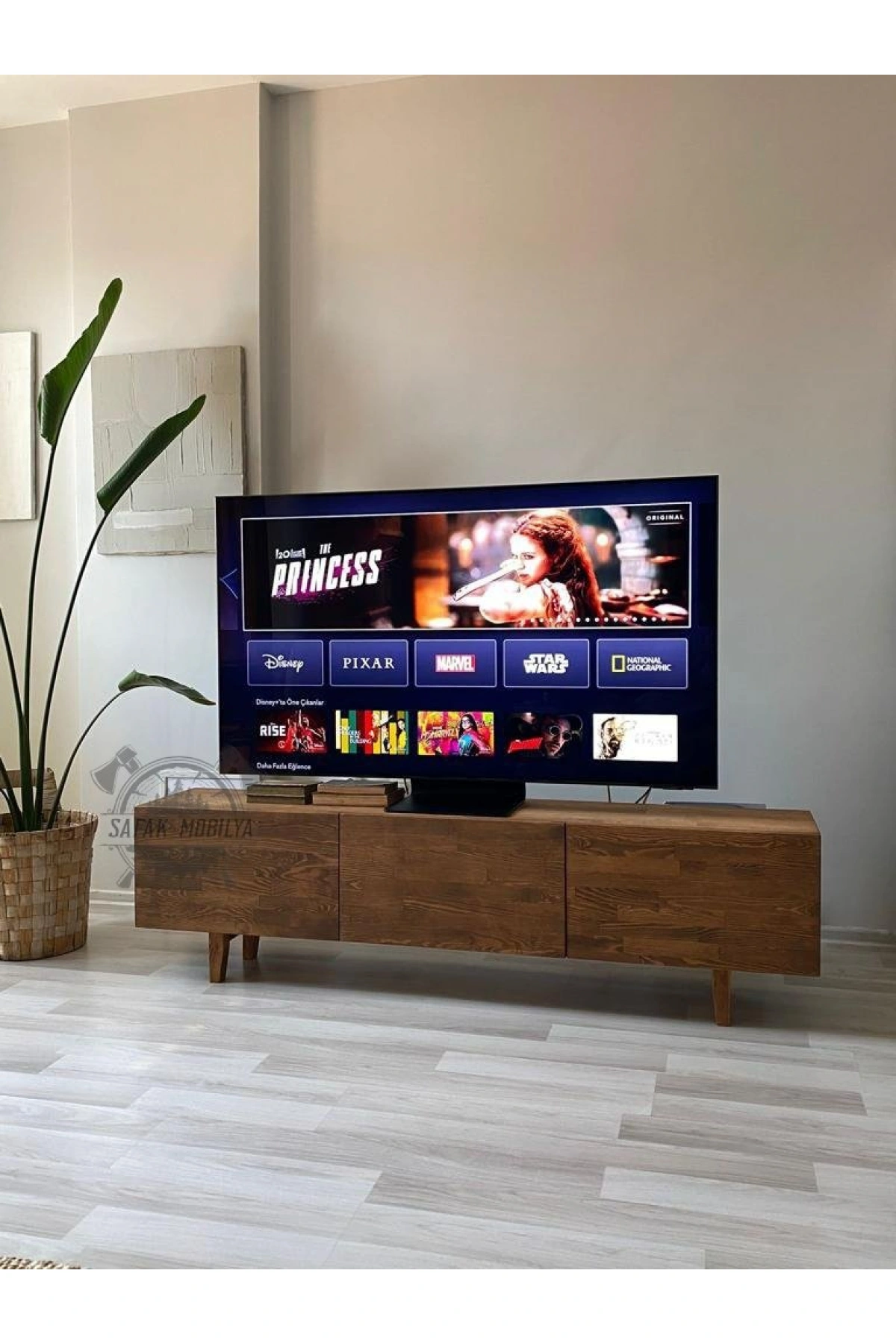 Ahşap Koyu Ceviz Model Devirme Kapaklı TV Ünitesi 150x45x30 cm