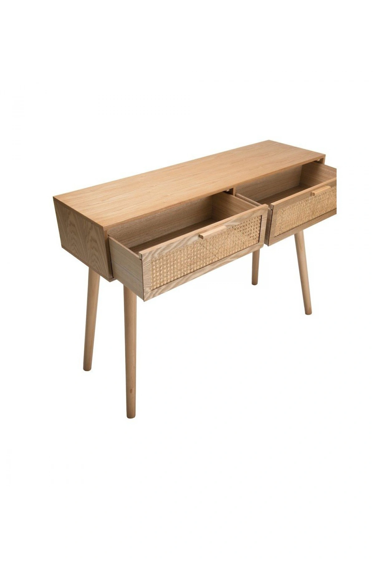 Hasır Desenli Hazeran Çift Çekmeceli Ahşap Dresuar Konsol 100x85x38 cm