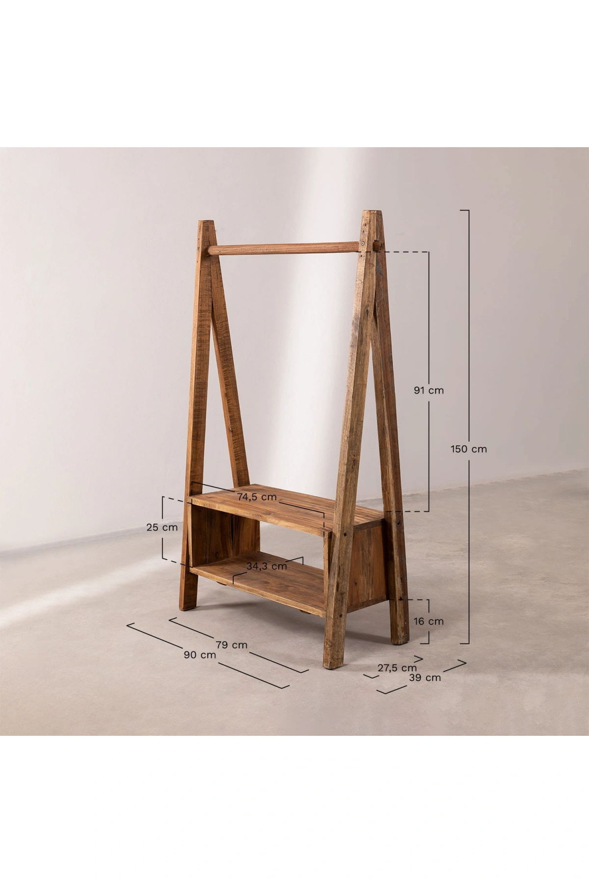 Ahşap koyu ceviz model basic askılık, portmanto