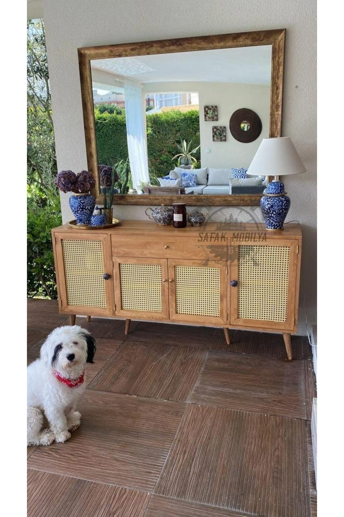 Hazeran Kapak Detaylı Masif Ahşap Konsol 160x80x40 cm