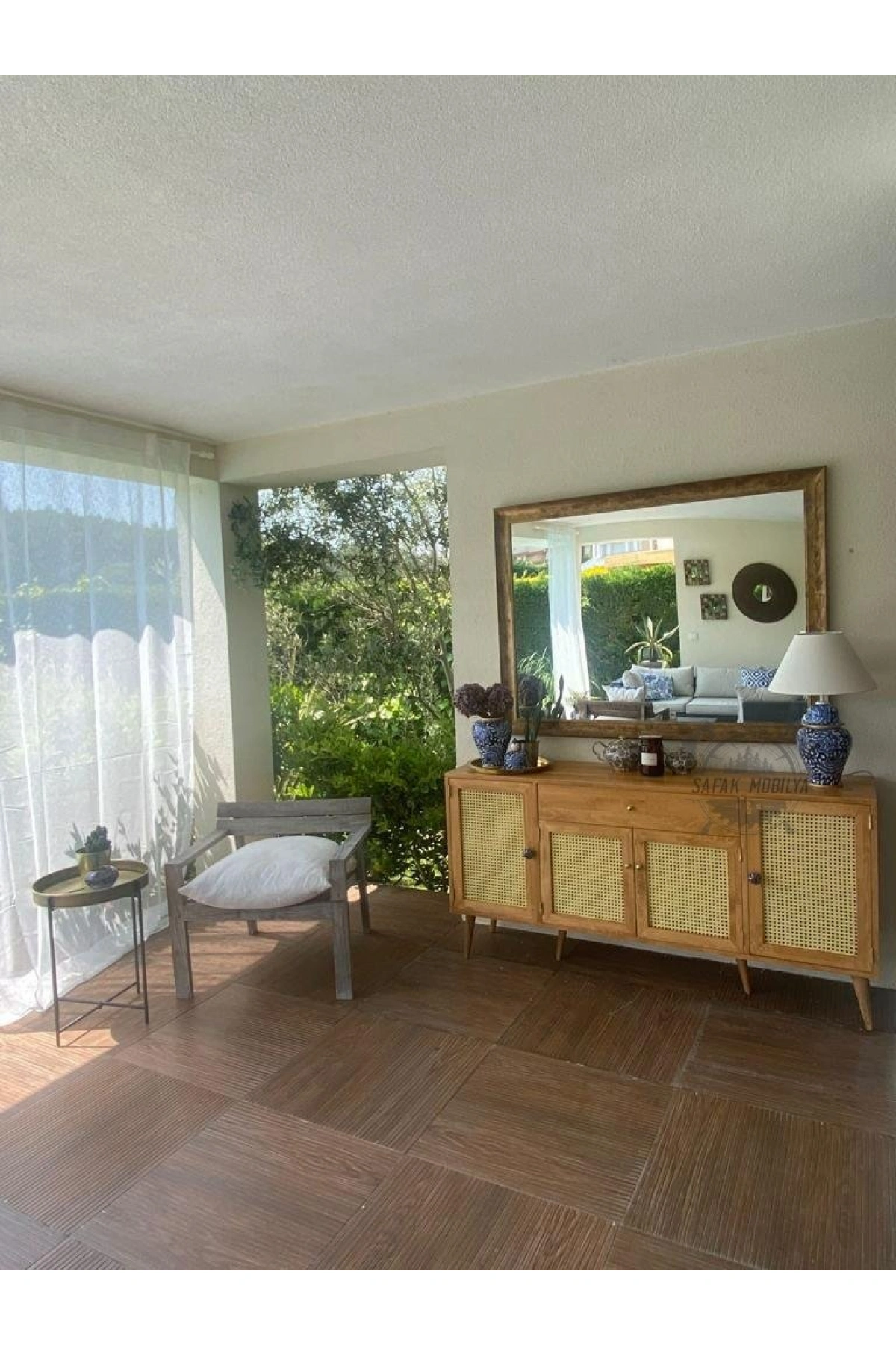 Hazeran Kapak Detaylı Masif Ahşap Konsol 160x80x40 cm