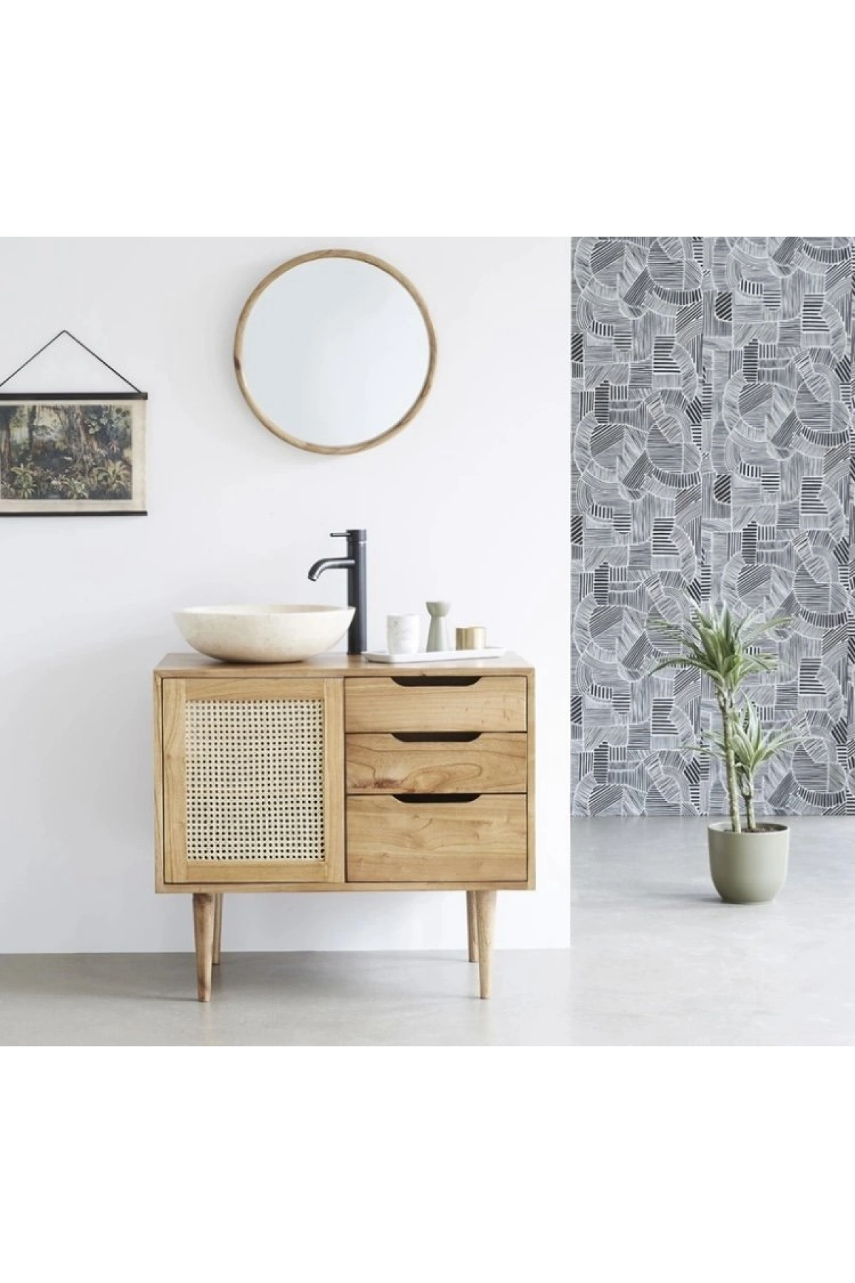 Çok amaçlı ahşap, çekmece ve hazeran kapaklı konsol