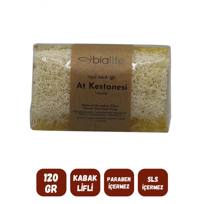 Doğal Kabak Lifli AT KESTANESİ Özlü Doğal Sabun (120 Gr) - Bialife