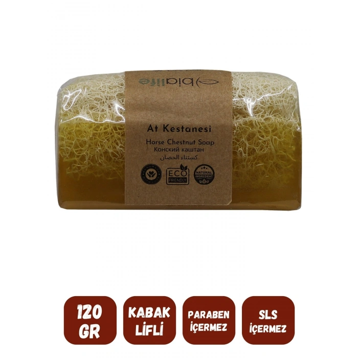 Doğal Kabak Lifli AT KESTANESİ Özlü Doğal Sabun (120 Gr) - Bialife
