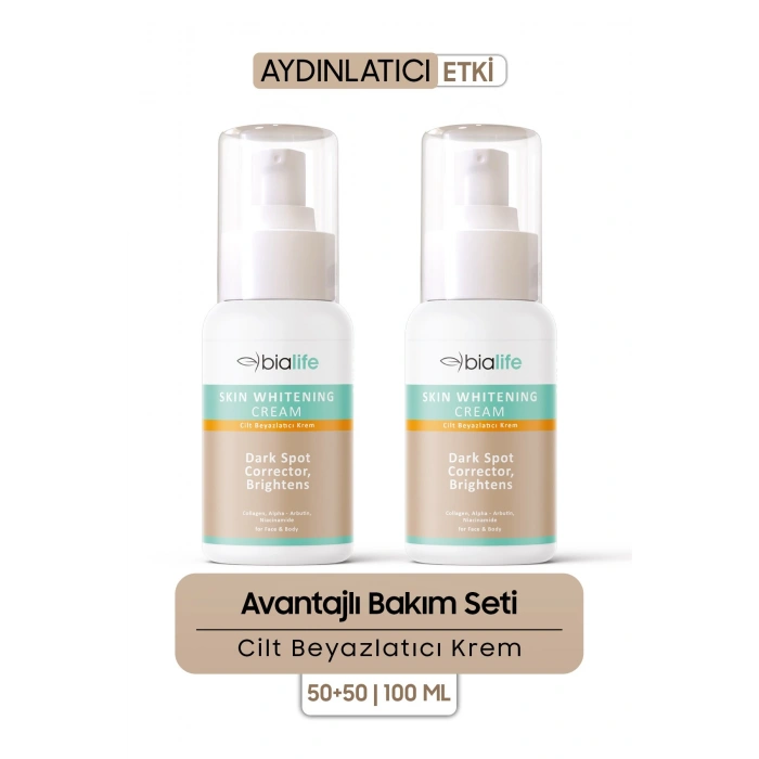 Cilt Beyazlatıcı Krem – Alpha Arbutin İhtivalı Ton Eşitleyici Krem 2li SET - Bialife