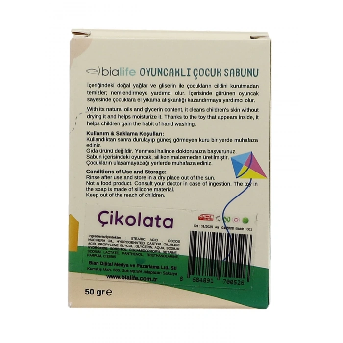 ÇİKOLATA Özlü El Yapımı Oyuncaklı Çocuk Sabunu - Bialife