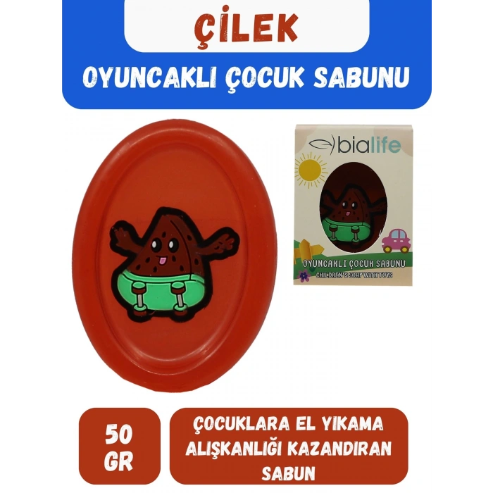 ÇİLEK Özlü El Yapımı Oyuncaklı Çocuk Sabunu - Bialife