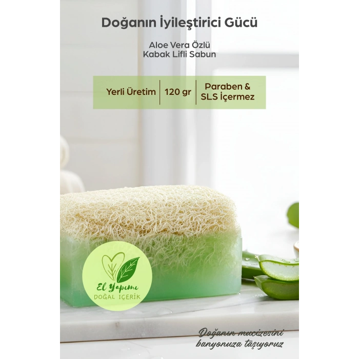 Doğal Kabak Lifli ALOE VERA Özlü Doğal Sabun (120 Gr) - Bialife