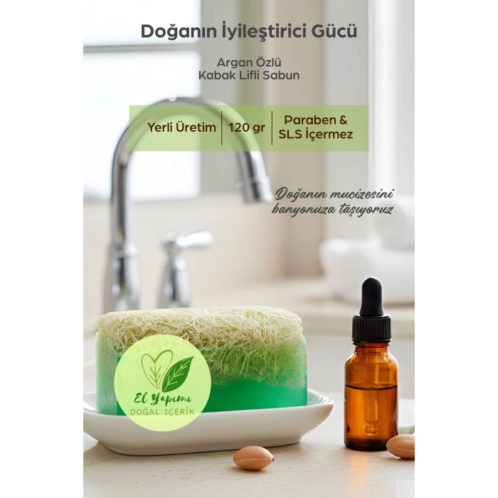 Doğal Kabak Lifli ARGAN Özlü Doğal Sabun (120 Gr) - Bialife