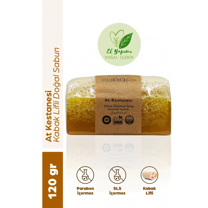 Doğal Kabak Lifli AT KESTANESİ Özlü Doğal Sabun (120 Gr) - Bialife