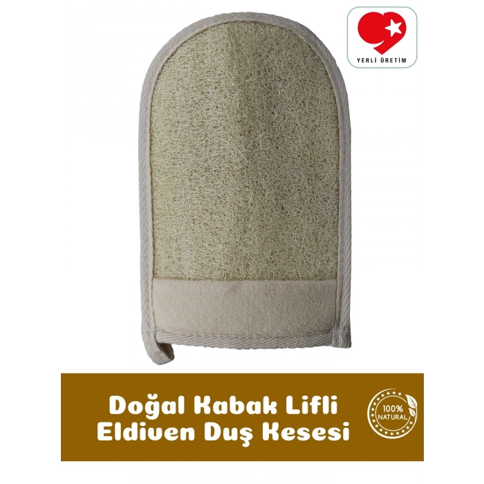 Doğal Kabak Lifli Battal Eldiven Kese - Banyo Duş Kesesi - Bialife