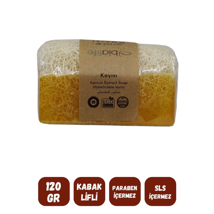 Doğal Kabak Lifli KAYISI Özlü Doğal Sabun (120 Gr) - Bialife