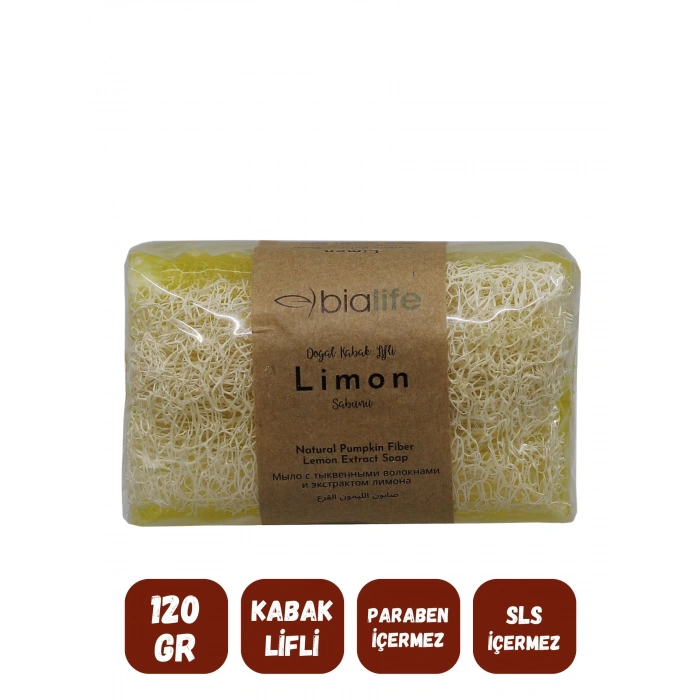 Doğal Kabak Lifli LİMON Özlü Doğal Sabun (120 Gr) - Bialife