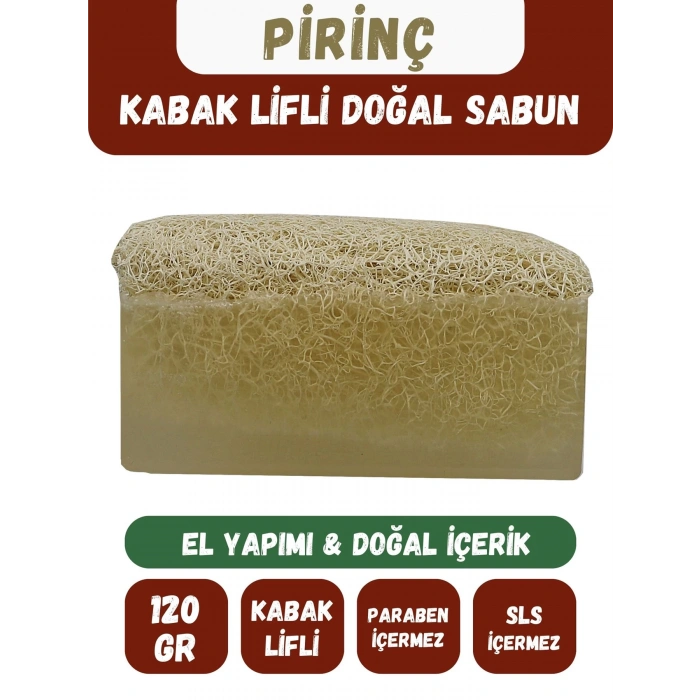 Doğal Kabak Lifli PİRİNÇ Özlü Doğal Sabun (120 Gr) - Bialife